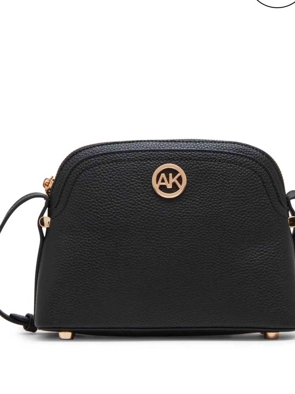 Anne Klein Black Pebbled Leather Dome Crossbody with Gold AK Emblem